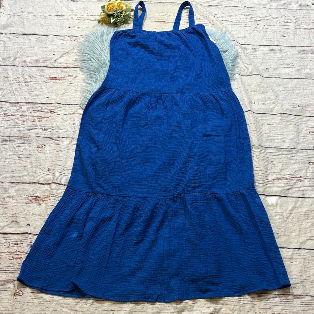 NWOT BB Dakota Steve Madden Blue Gauze Tiered Maxi Dress sz XS